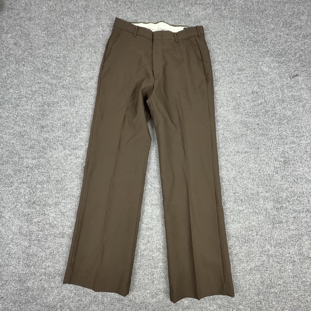 VTG Botany 500 Dress Pants Mens 31x28 Brown Easy Care Flat Front Classic Fit